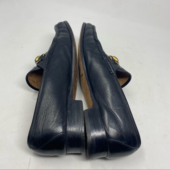 Gucci Black Leather Loafers with Gold Accents - Picture 7 of 13
